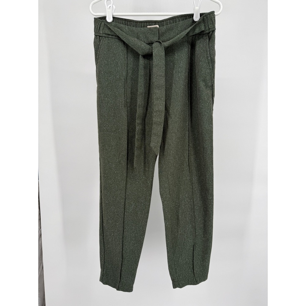 LOFT Outlet Green Tweed Pants 6 Belted Ankle Pants Women's Poetcore
